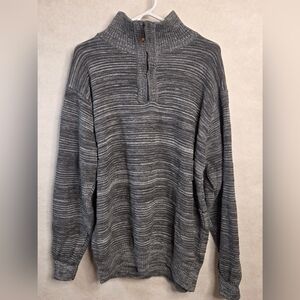 Pronti‎ Men's XXL Textured 1/4 Zip Sweater – Gray Marled Knit Prep Academia